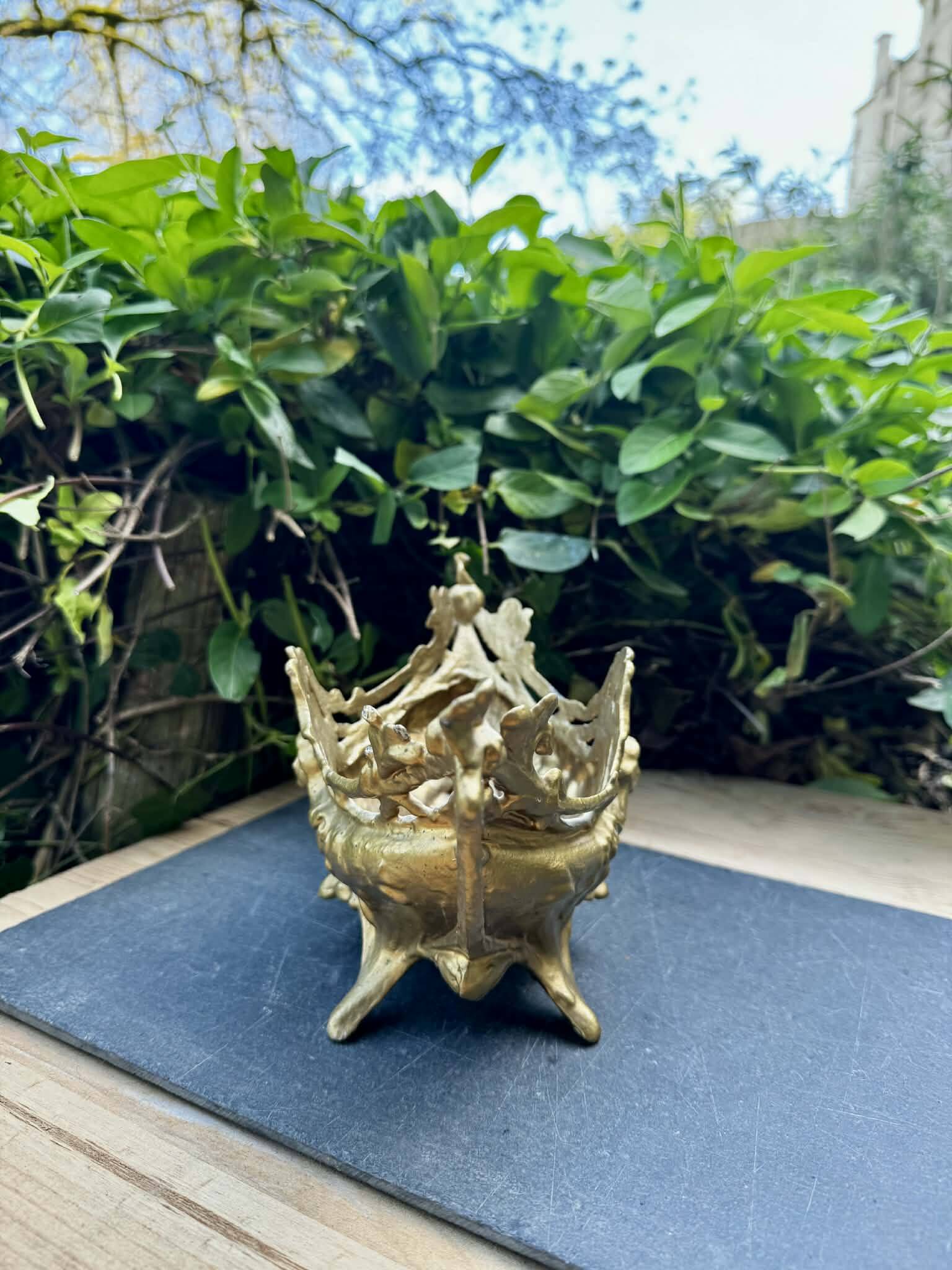 Brass planter woman Art Nouveau