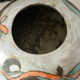 Modernist Raku bowl vase with glaze effect, signed.