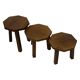 Tables d'appoint hexagonales brutalistes en chêne, années 1950, lot de 3