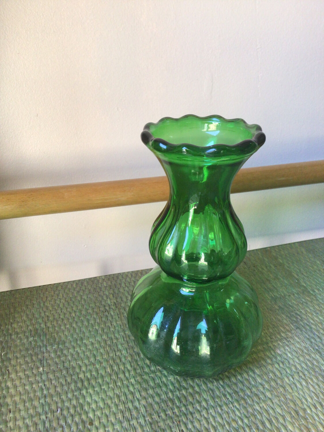 Green glass vase