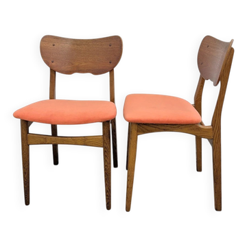 Pair of vintage orange Scandinavian chairs
