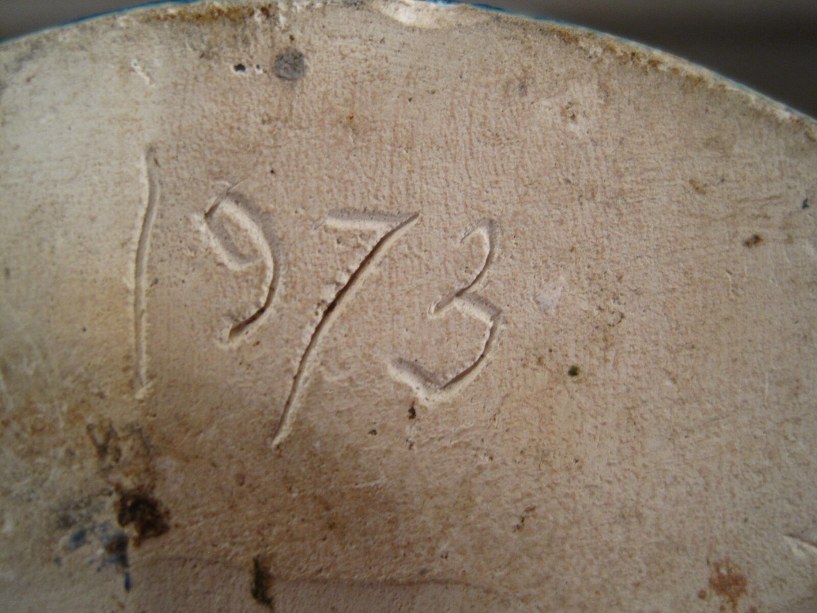 Vase signed blue modernist ceramic bottle bouhey 1973