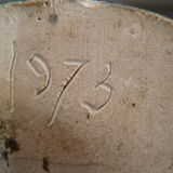 Vase signed blue modernist ceramic bottle bouhey 1973