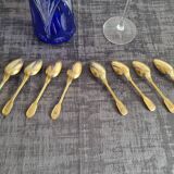 Set of 8 golden dessert spoons by Christofle, model "with fillet"