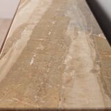 Buffet vintage années 40 en bois bas-reliefs en laiton et marbre design italien