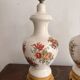 Antique Pair of Ceramic Floral Bulbous Lamps Shabby Chic