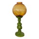 Mid-century italian yellow & green wood and glass table lamp