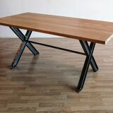 Industrial style dining table wood and metal