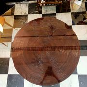 Table marqueterie de rotin vintage 1970