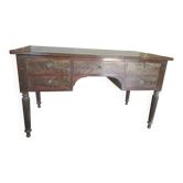 Antique Louis XVI style desk – mahogany – green leather – 5 drawers