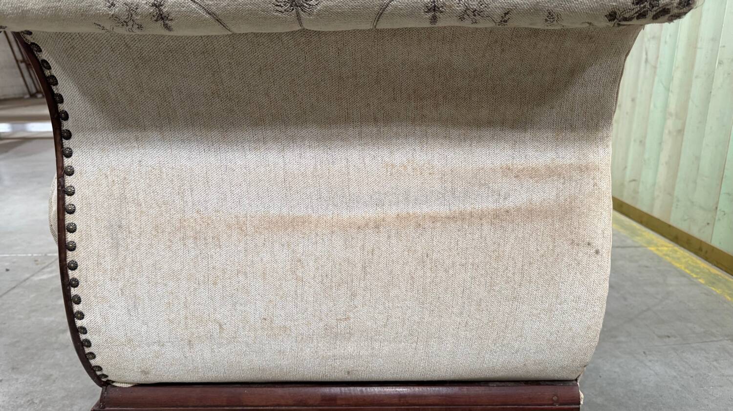 Mahogany wood/fabric bench circa 1900