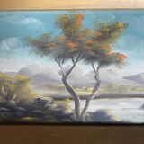 Two framed oil landscape paintings signed Campillo