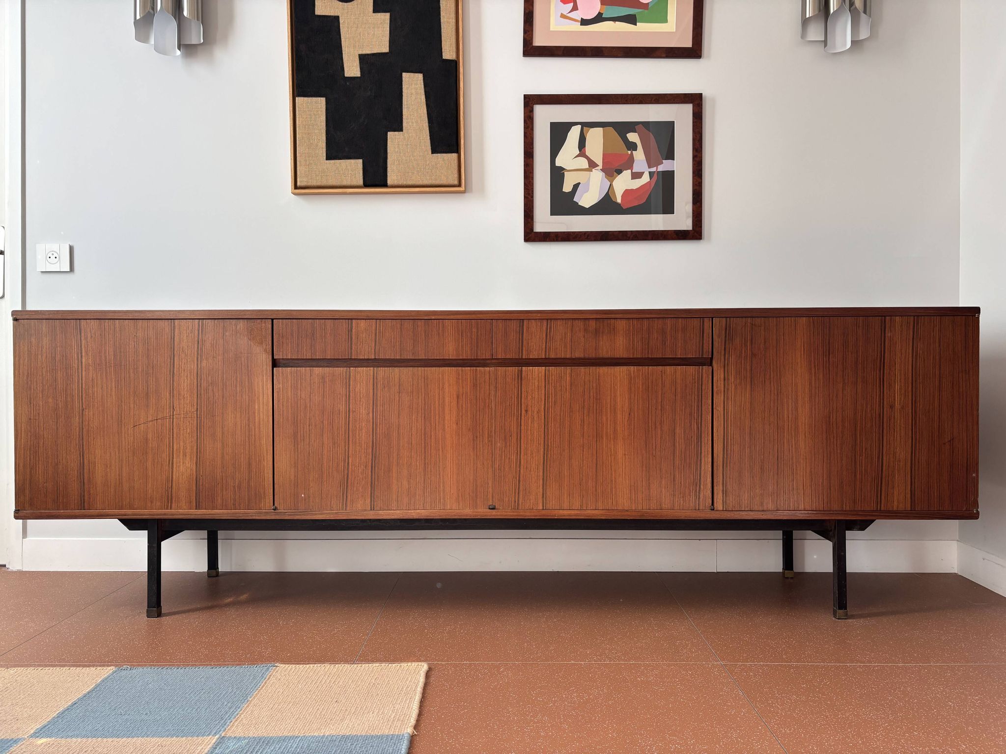 Vintage enfilade Paul Geoffroy 1960 – rosewood – 240 cm – very good condition