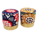 Contemporary Multicolour Floral-patterned Fabric Italian Pair of Circular Poufs