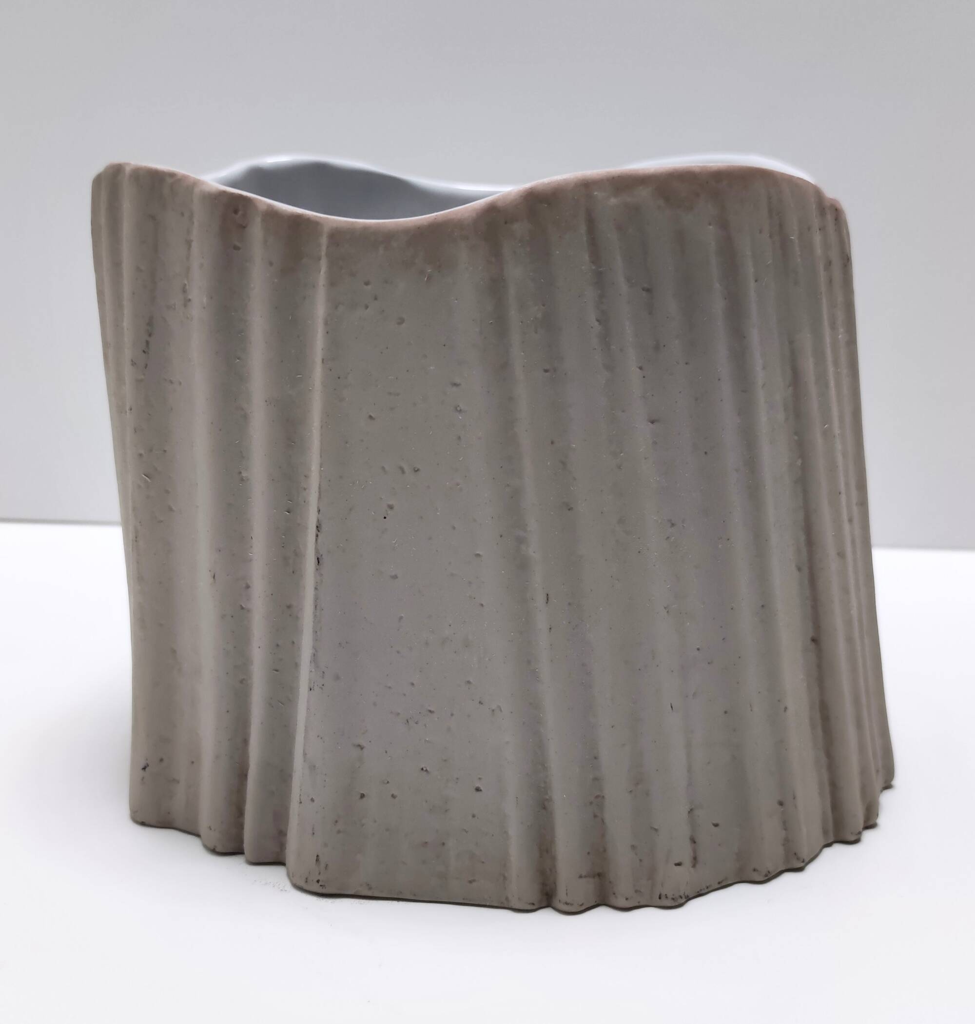 Irregular Shaped Grey Earthenware Vase by Rosenthal, Italy