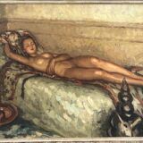 Fernand Majorel ( 1898-1965) Young asleep - oil on canvas orientalist