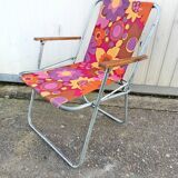 Chaise de camping pliante vintage années 70