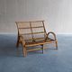 Mid-century rattan & bamboo two-seater lounge sofa