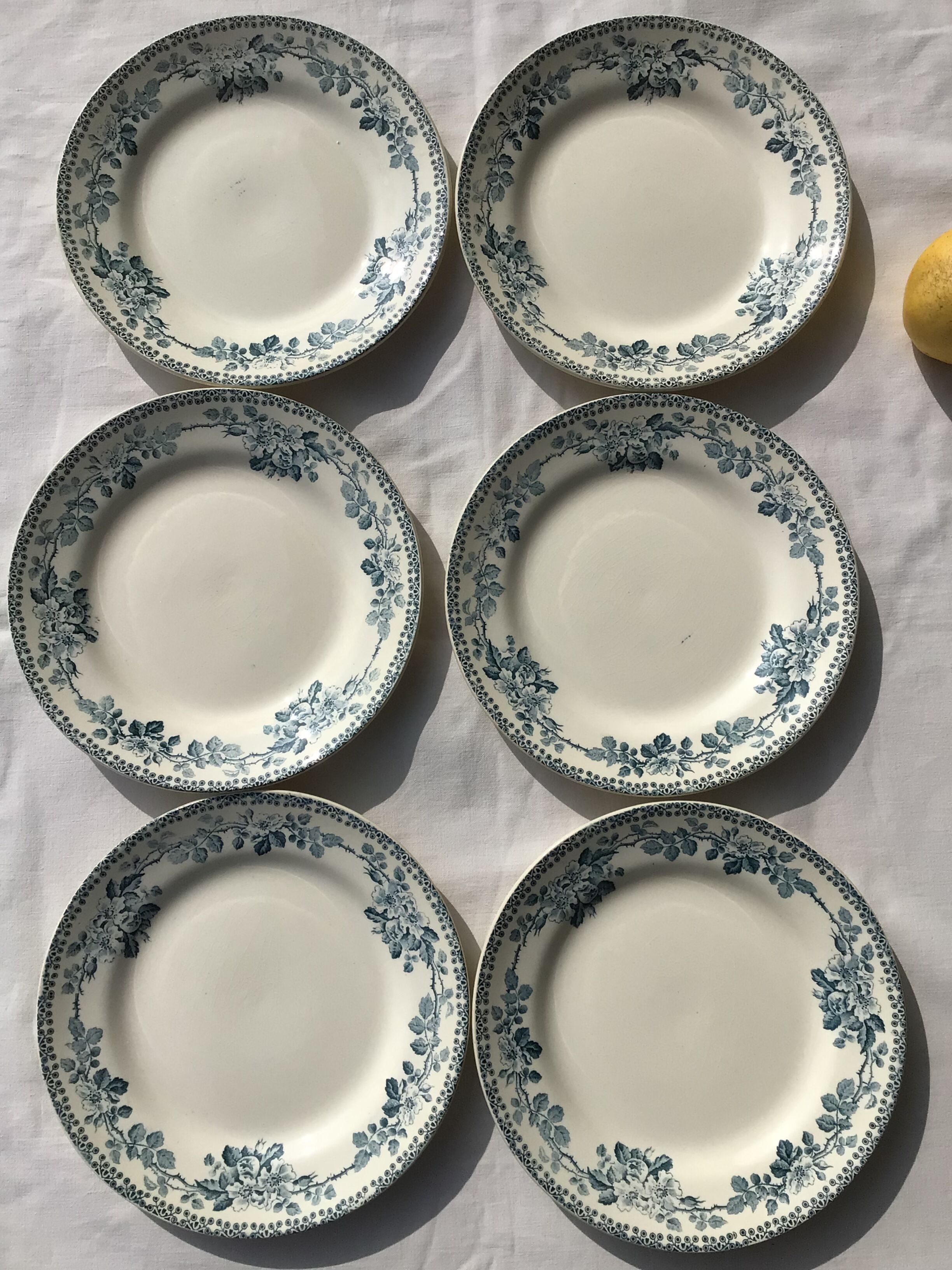 6 Flat plates Terre de Fer model Guadeloupe Debray gray blue