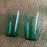 Series of 7 green glasses