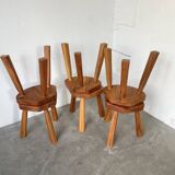 Flower coffee table set with elm tripod stools