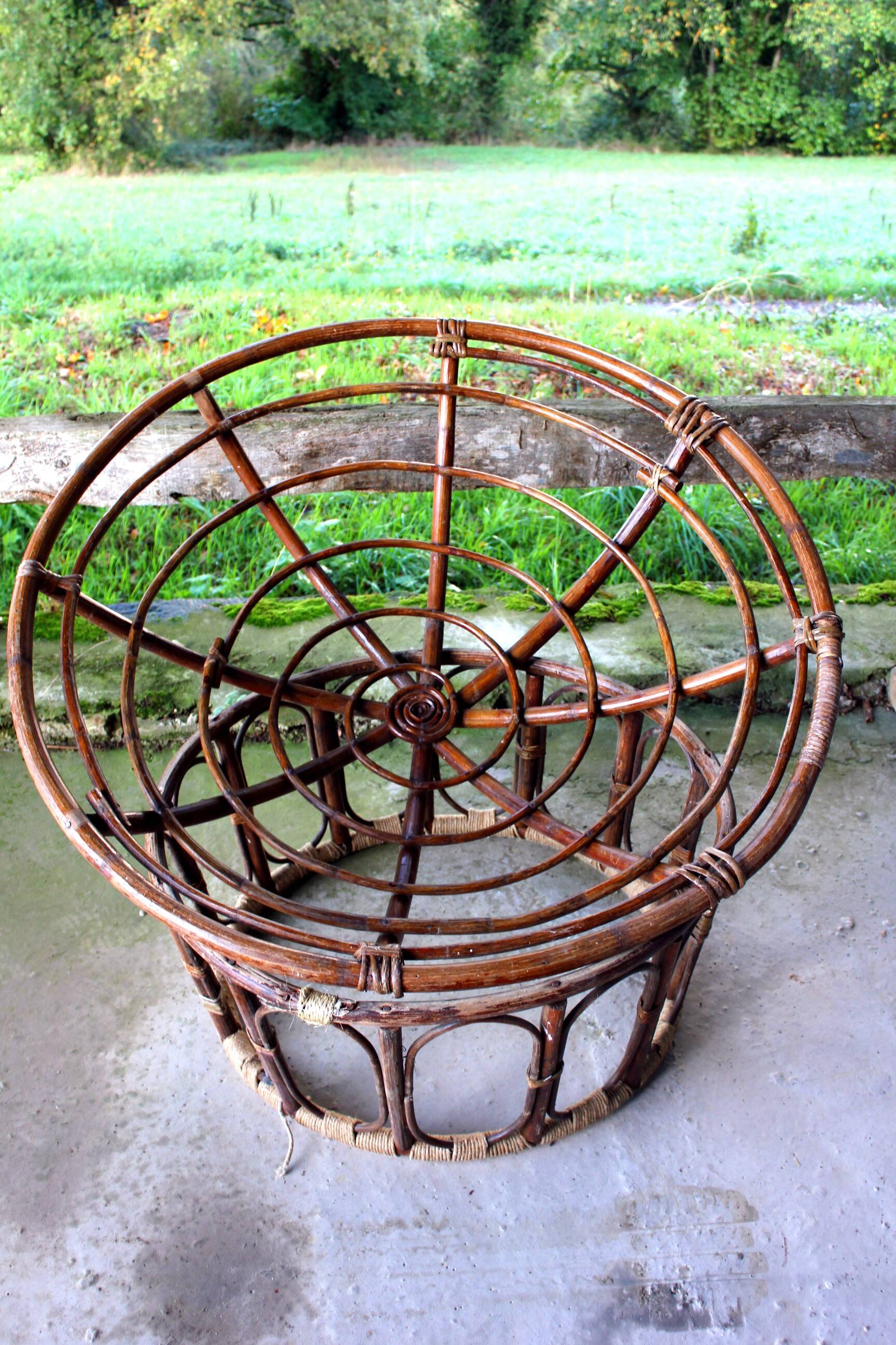 Pair of papasan rattan armchairs from the 1970s