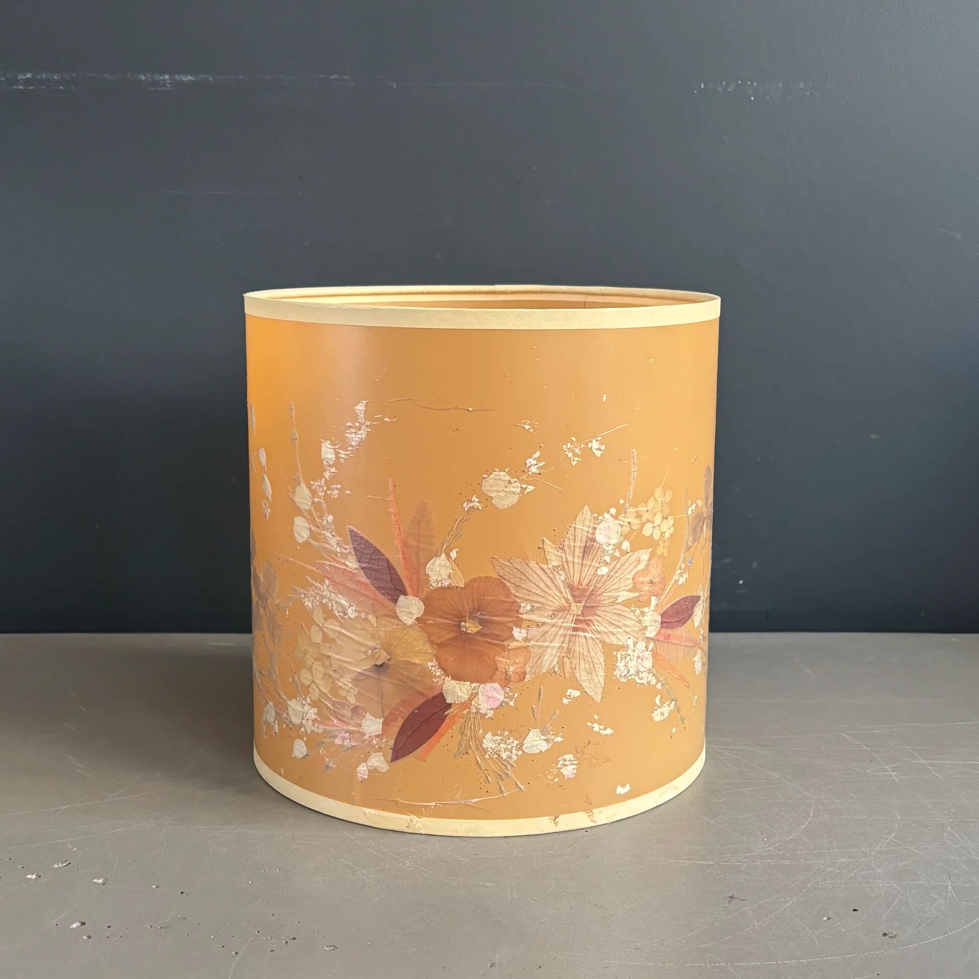 Vintage lampshade with dried flowers