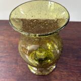 candle holder in biot green bubble glass from the 60s