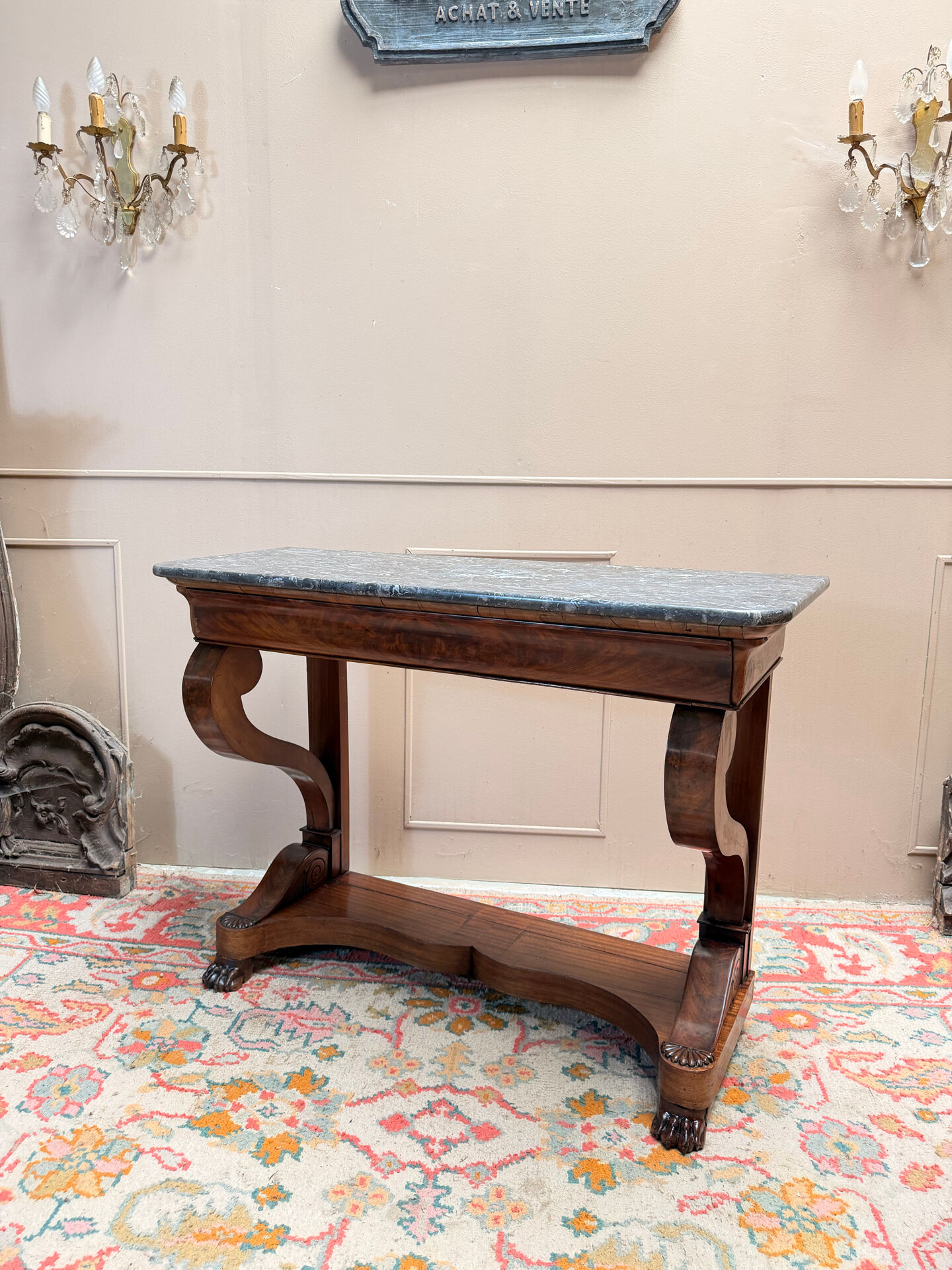 CONSOLE IN MAHOGANY FROM THE RESTORATION PERIOD 19TH CENTURY