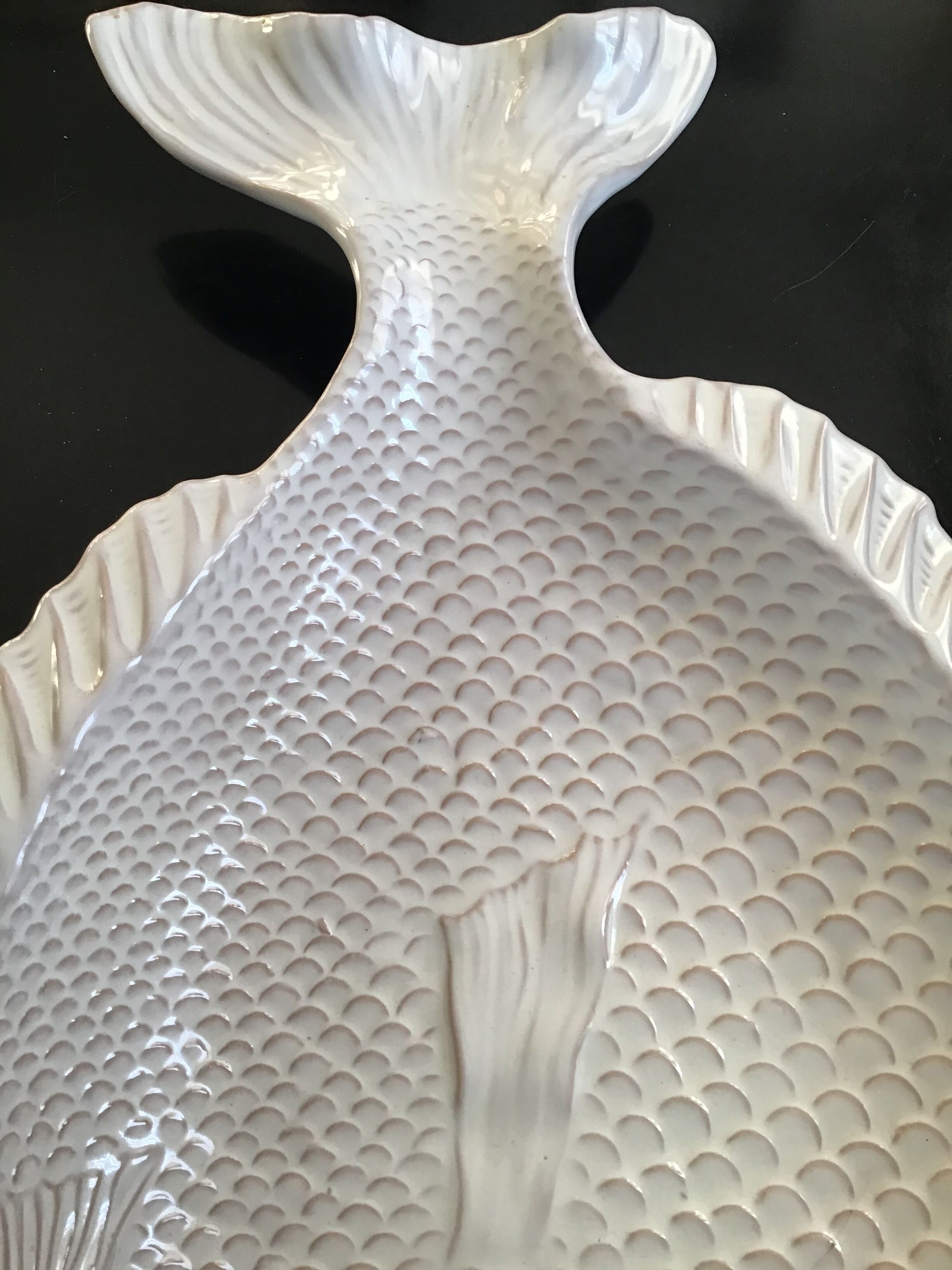 Ceramic dish white fish breaks