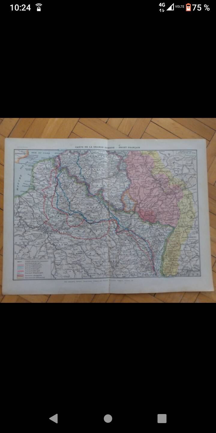 Historical map Larousse Great War French front
