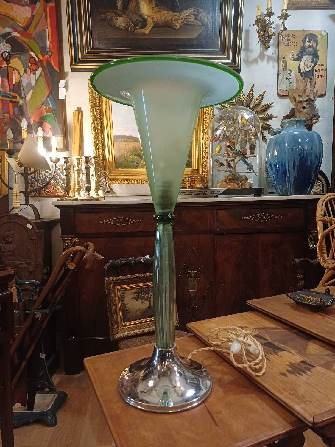 Lampe en verre et métal de style Art déco