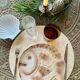 Set of 6 beige earthenware dinner plates, circa 1970, Sarreguemines, France.