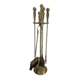 Brass fireplace servant and its 4 accessories