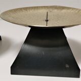 Pair of brass and metal candle holders design 70s