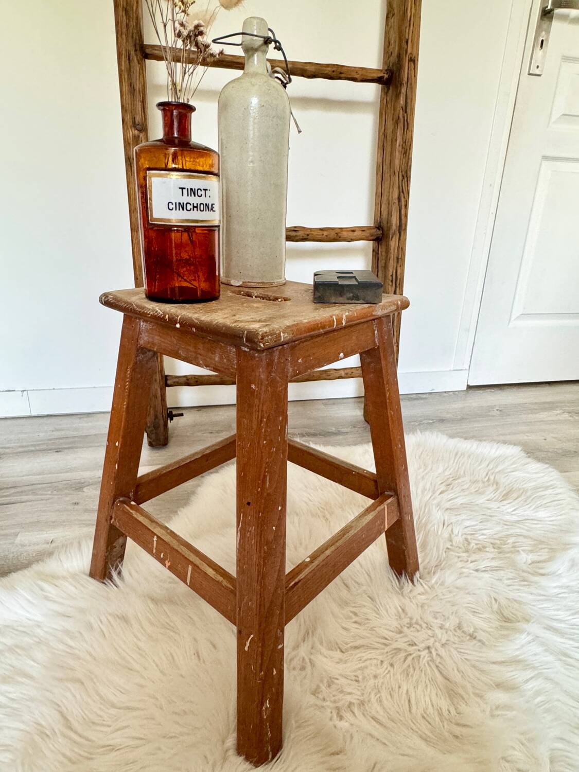 Old wooden painter's stool