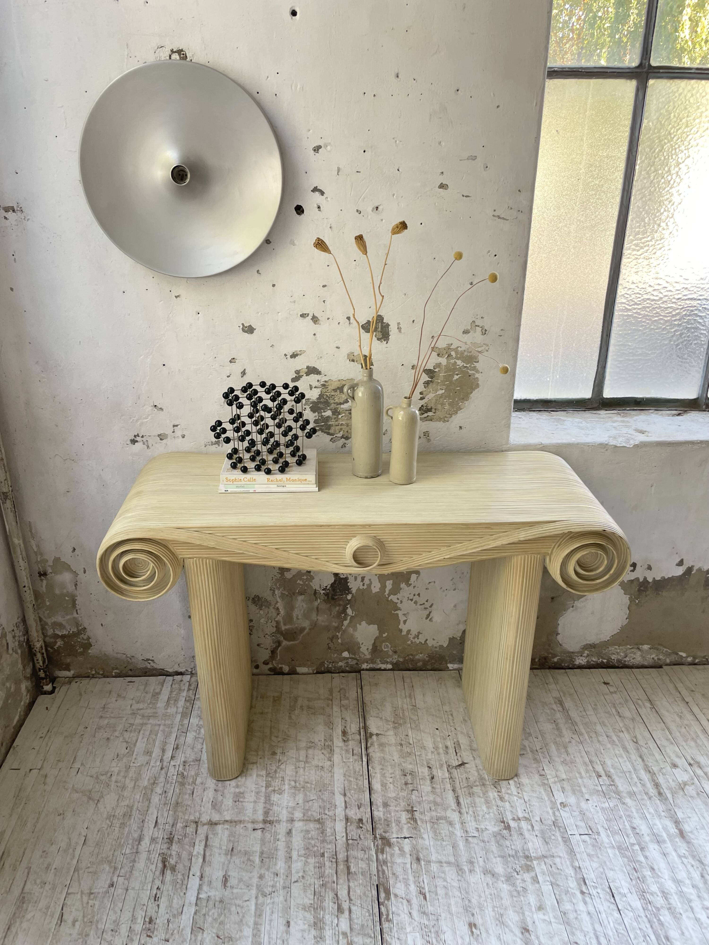 70s console in tropicalist rattan