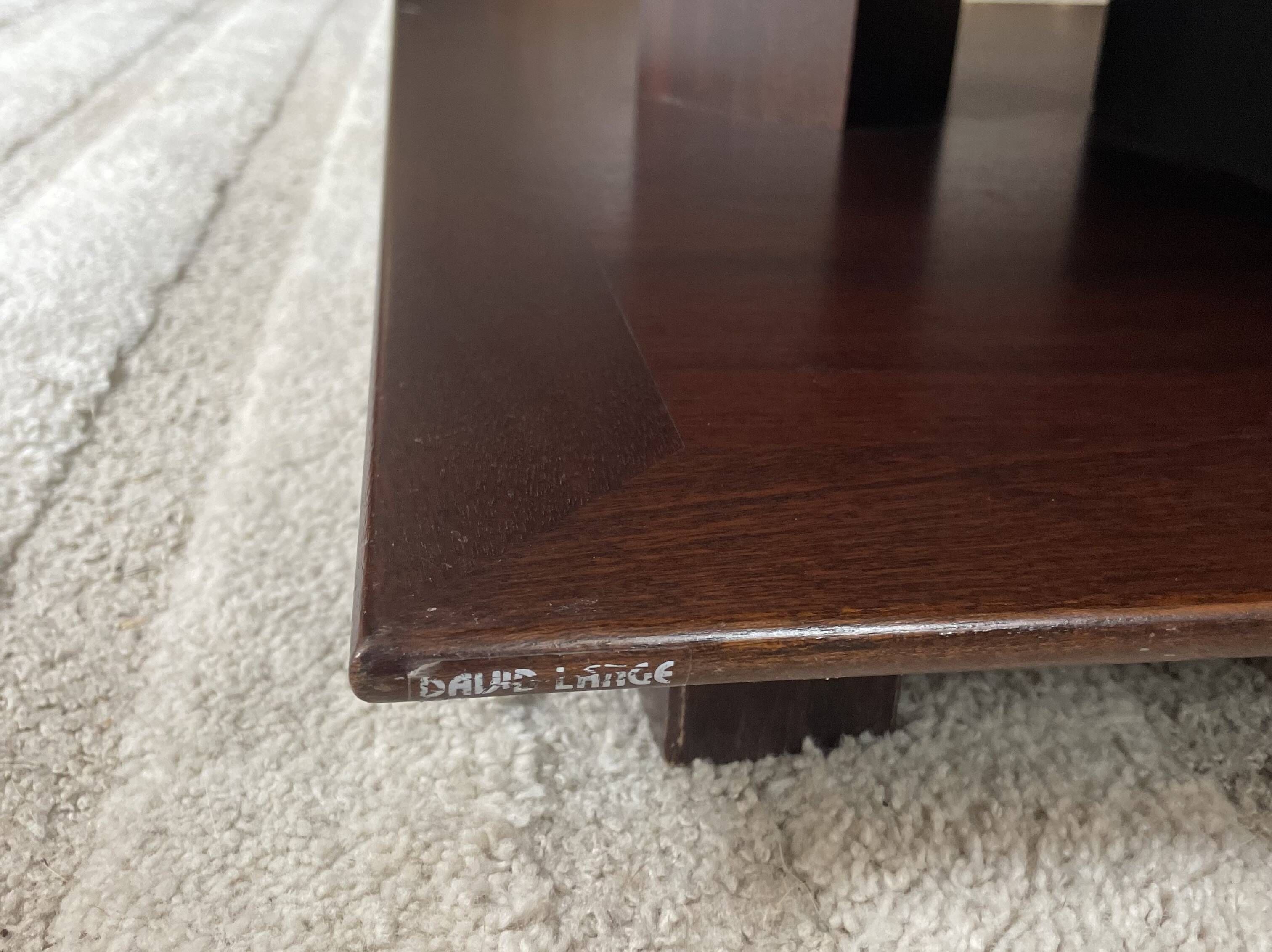 Dark wood coffee table David Lange
