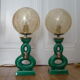 Pair of vintage lamps in bordeaux art ceramic