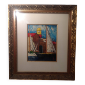 Tableau Saint Tropez   huile peintre  ilio burruni/ 1996