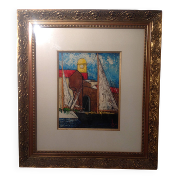 Painting of Saint Tropez by Ilio Burruni / 1996