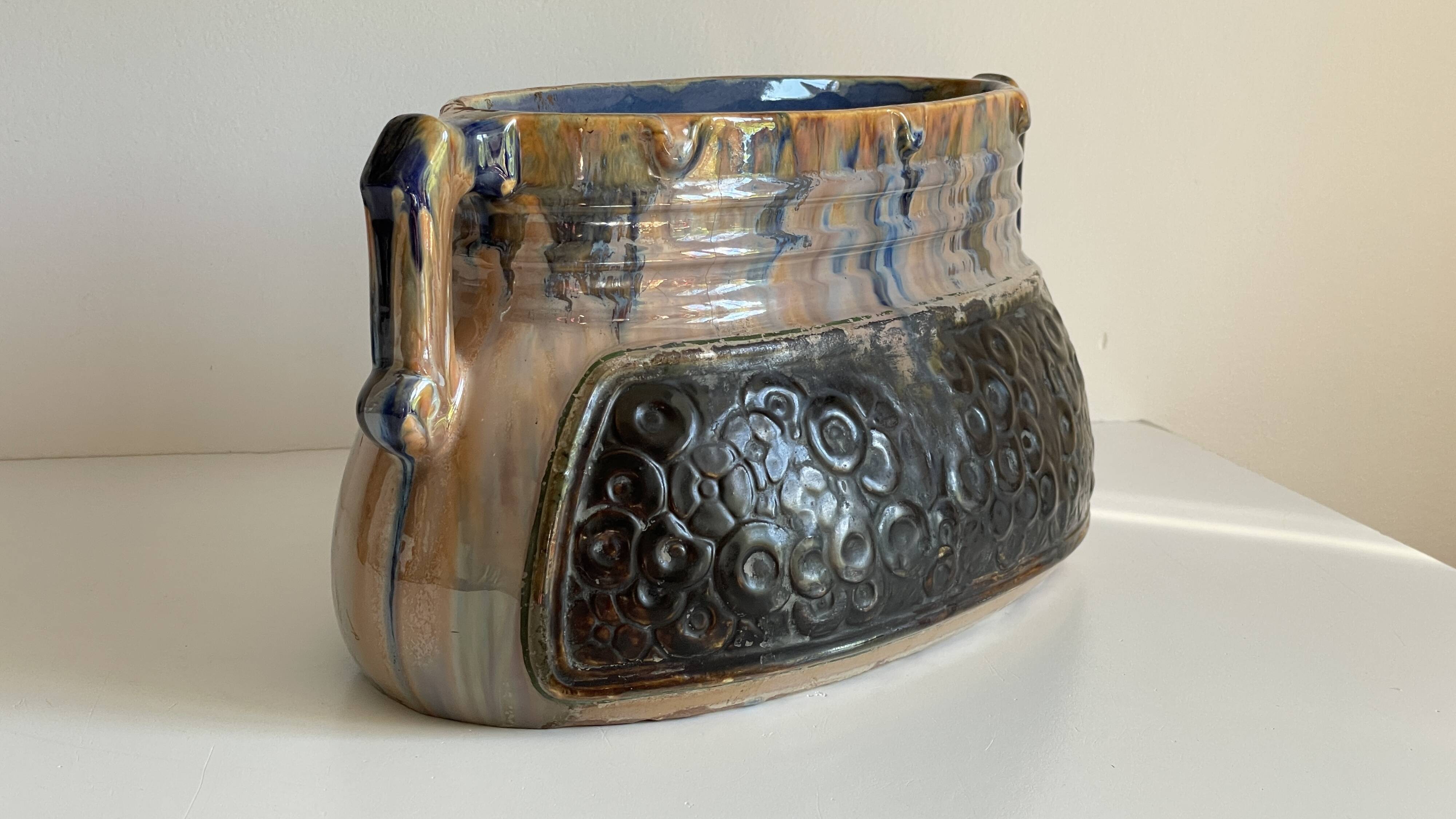 Vintage Barbotine Planter Cache-Pot