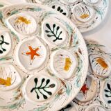 Interesting French porcelain oyster dish MBFA Pornic hand-painted marine M.