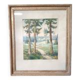 Painting of an old forest Signed Reubelt