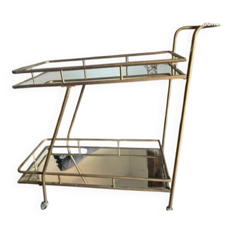 Vintage style serving trolley in gold metal