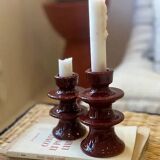 Colorful burgundy red designer candlestick holder