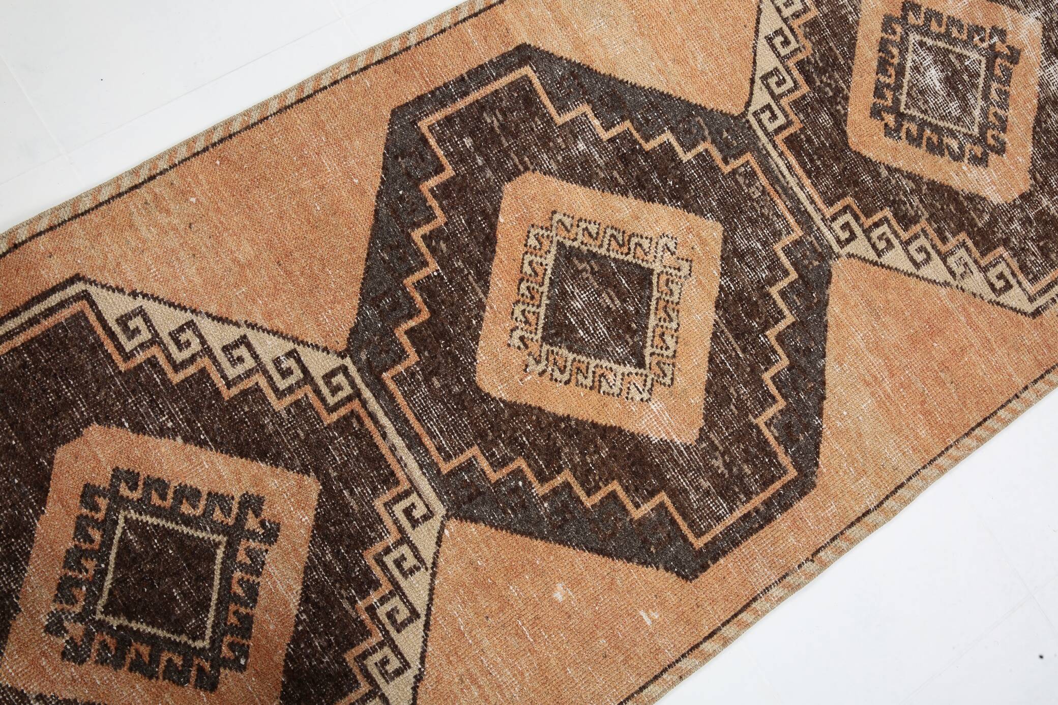 3x11 Rug For Hallway Brown Vintage Persian Runner Rug, 94x345Cm SK 5284