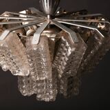 Vintage Austrolux Glass Chandelier: 1960s Mid-Century Modern Pendant Light