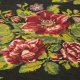 Handwoven Vintage Bessarabian Black Kilim 184 cm x 530 cm - 23392