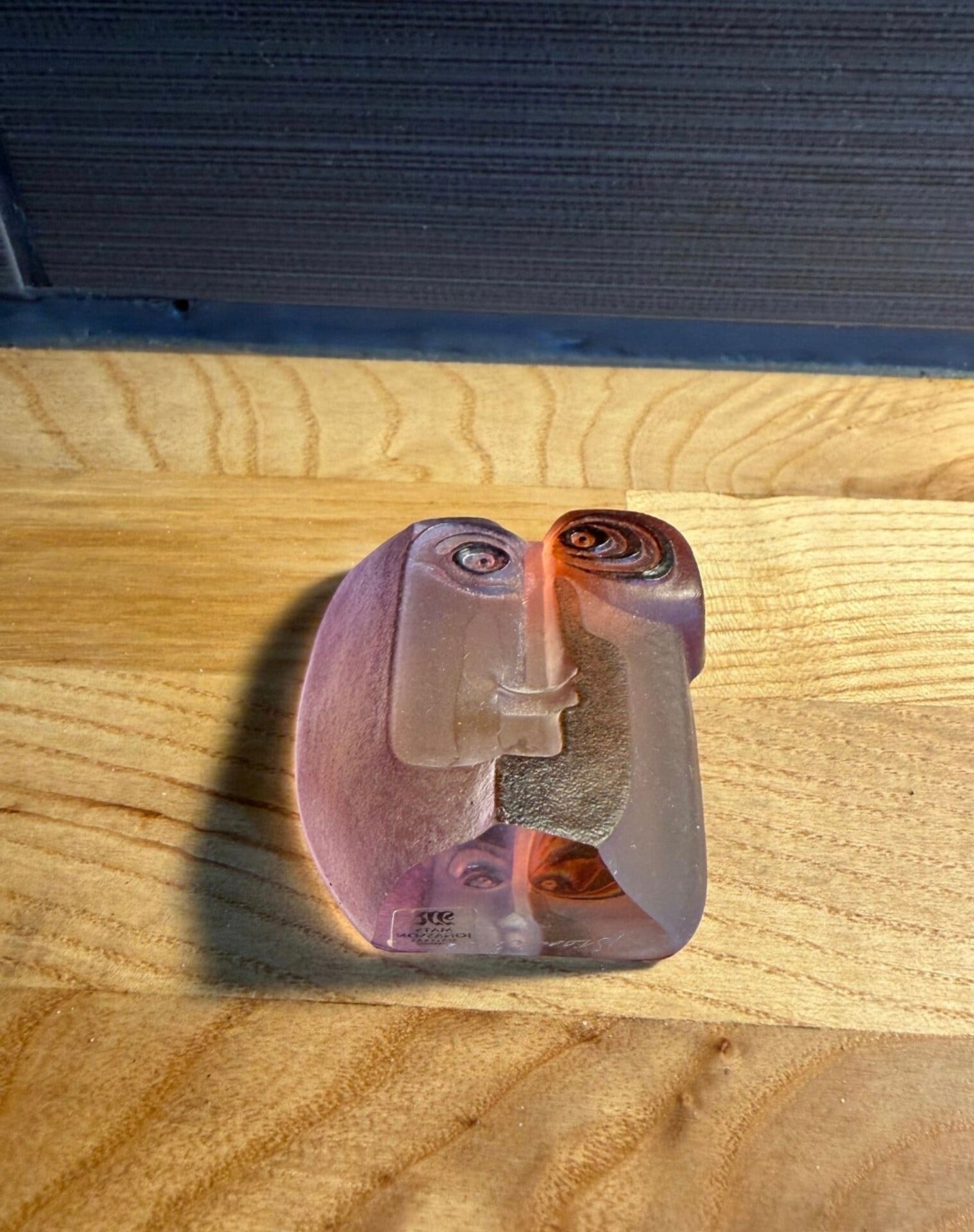 Glass sculpture / "Mio" mask - Signed - Art glass